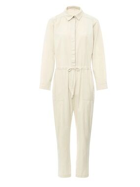 Xirena Wilson Cream Long-Sleeve Button Front Cotton Jumpsuit Size M‎